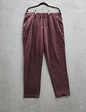 Abercrombie  Fitch Men Activewear Pants L Burgundy Embroidered Sweatpants