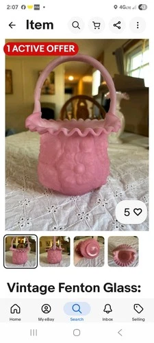 Vintage Fenton Glass: Rose Pink Satin Glass Poppy Basket