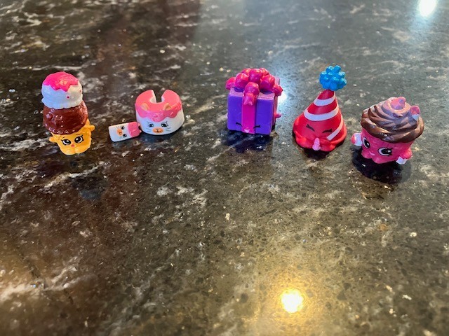 Shopkins Party Time Figures Lot of 5 Miss Pressy, Mary Wishes, Marty Party Hat