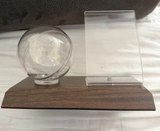 Baseball Ball & Card Display Clear Holder Protecter On Wood Base Unbranded