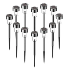 10PCS Outdoor Garden Stainless Steel LED Solar Path Lights Yard Lamp White Light