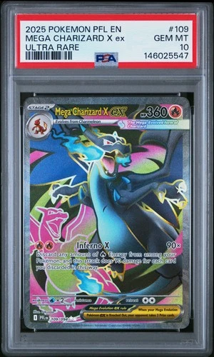 2025 POKEMON PFL EN-PHANTASMAL FLAMES ULTRA RARE #109 MEGA CHARIZARD X EX PSA 10