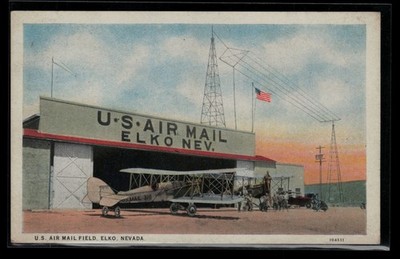 Elko Nevada US Air Mail Field Airplane Vintage Postcard