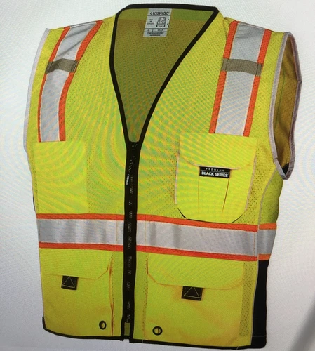 Kishigo Premium Black Series Heavy Duty Unisex Reflective Safety Vest,Lime,large - product listing photo