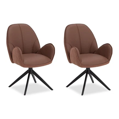Lot de 2 chaises de salle à manger rembourrée pivotante à accoudoirs Homestyle4u - Photo 1/4