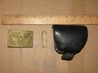 US Army Repro Leather Cap Box & Brass Eagle Buckle