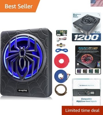 High Performance 10-Inch 1200W Under-Seat Subwoofer with Ambient LED Lighting