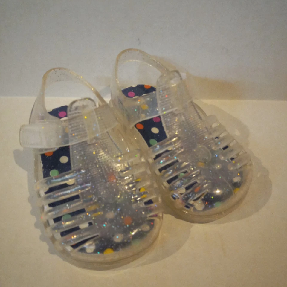 Sandalias de gelatina para niñas infantiles-lote de 2-talla 2-claras-naranja-brillo-neón-verano-divertidas Foto 2 de 4