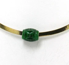 GORGEOUS CARVED JADE BARREL HANDMADE  SLIDE PENDANT  NIB # J536