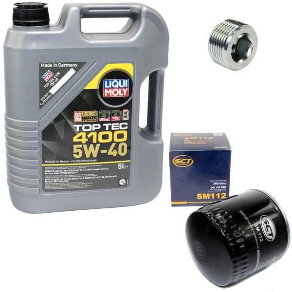 MotoröL Set 5W-40 5 Liter + ÖLfilter SM 112 + Schraube FüR Alfa Romeo Fiat Tipo-image