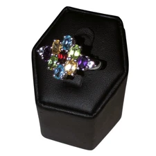 Quintessence Jewelers 925 Sterling Silver US Size 7 Multi Gemstone* Ring