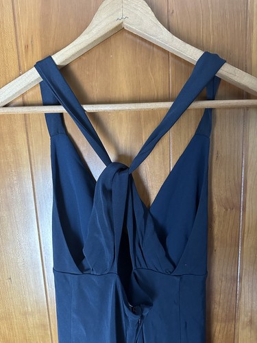 J.Crew Maxi Gown Dress Size P0 Petites Navy Blue Silk Sleeveless - Picture 3 of 4