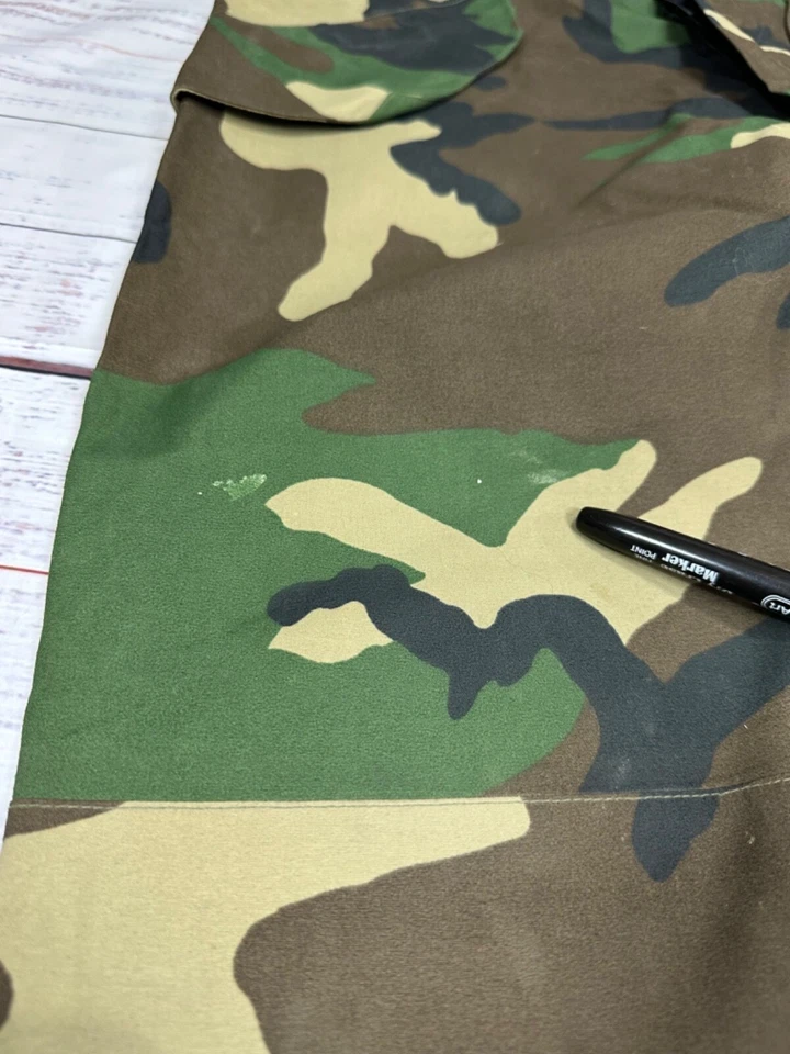 Mens Woodland Camo Barrier Wear Pants Sz M Reg Green Brown Nylon Waterproof - Image 2 of 4
