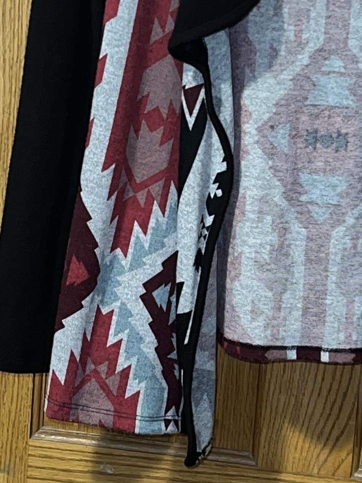 Women's Maurices Open Front Cover Up Sweater Cardigan Aztec Size Large