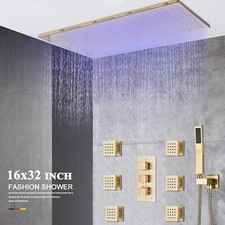 Brushed Gold Shower Faucet Set System 16x32 i...