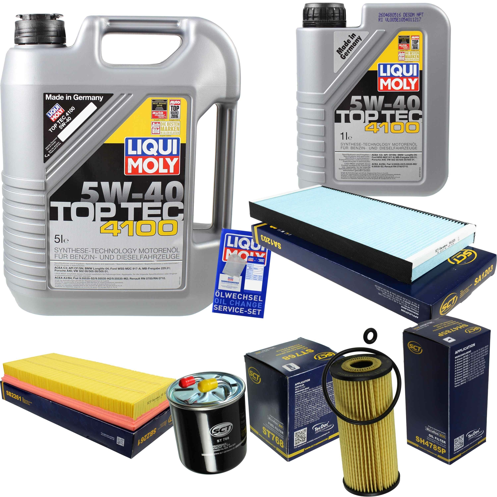 ZESTAW INSPEKCYJNY FILTR LIQUI MOLY OIL 6L 5W-40 do Mercedes-Benz Klasy A W169 Kupowanie bomb, najnowsza praca