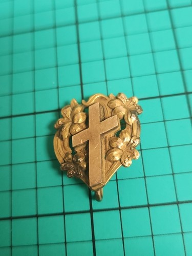 Spilla da bavero vintage croce religiosa tono oro cappello cordino spilla cravatta - Foto 3 di 16