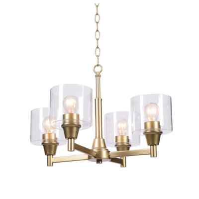 Hampton Bay Oron 4-Light Gold Reversible Chandelier with Clear Glass Shades,