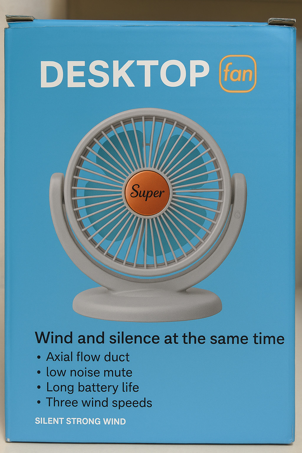 Ventilateur de bureau USB rechargeable blanc 2000mAh pour table - 4