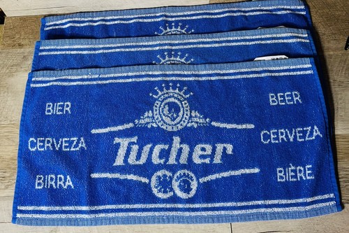 Vintage Tucher Beer Bar Towels Set Of 3 19” X 9.5” Rare