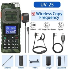 US Baofeng UV-25 Tri Band NOAA Type-C Charging Ham Radio 10W High Power+Kit  X1