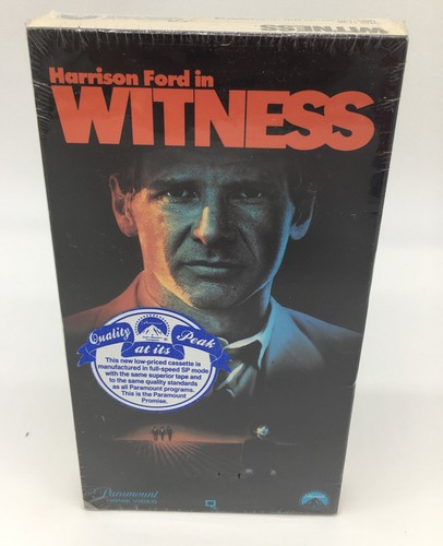 Witness (VHS, 1985) Harrison Ford Side UPC & Watermarks Hype Sticker