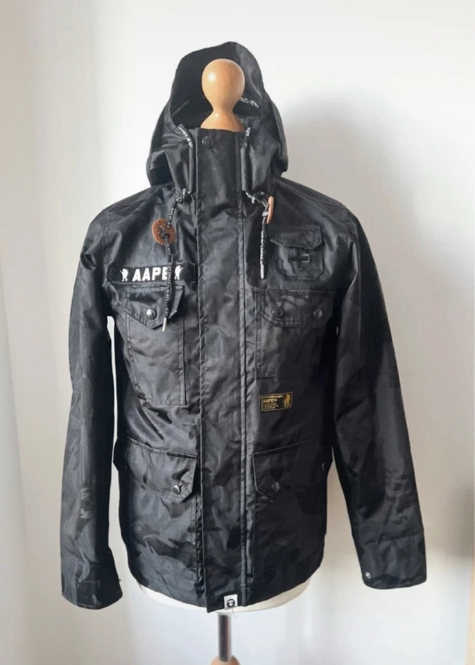 AAPE by A Bathing Ape Black Camo Hooded Jacket size S - Image 2 of 4