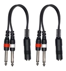 (2) Pack 1/4 Inch Stereo TRS Female to 2 X 1/4 Inch Male Mono Y Splitter Cable