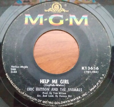 Eric Burdon & The Animals 45 RPM Help Me More/That AInt Where It's At ...