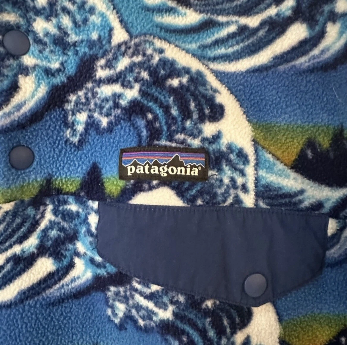 Patagonia Synchilla Snap T Fitzroy Hokusai Wave Fleece Pullover