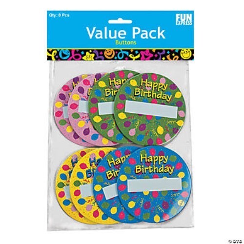 Birthday Buttons Party Favor Filler 8 ct Happy Birthday Buttons - Bild 2 von 2