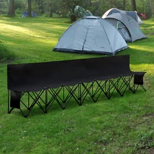 8 Seats Folding Bench Chair Camping Chair Outdoor Team Sport Bench w/ Backrest