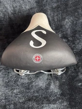 Schwinn Mesinger Style "S" Black White Bike Bicycle Saddle Spring Padded Seat