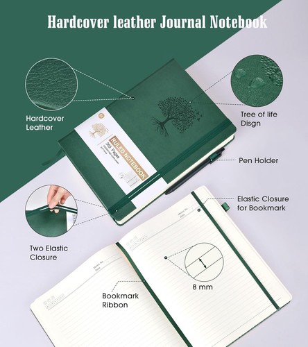 Lined Journal Notebook -365 Pages A5 Thick Journals for Writing A5, Green - Picture 4 of 6