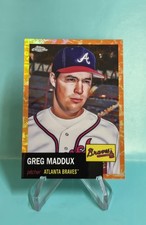 2022 Topps Chrome Platinum Anniversary Greg Maddux #64 Toile Orange /25 Braves