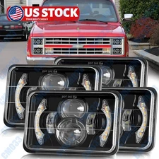 Fit For Chevy C10 Pickup Truck 1981-1987 4PCS 4x6" LED Headlights Hi/Lo Beam DRL