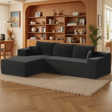 L-Shape Modular Sofa Sectional Couch Soft Touch Corduroy-style Plush Lounger USA