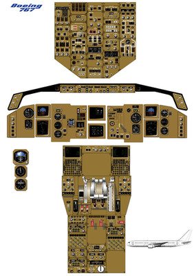 Boeing 767-300ER Cockpit Poster 24in x 36in
