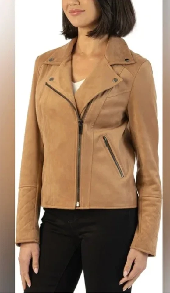 Kut from the Kloth Butterscotch Faux Suede Moto Jacket Size Small NWT - Image 3 of 4