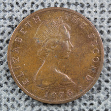 1976 Isle of Man 2 Two Pence 2p Manx Shearwater Map Elizabeth II Bronze ø26mm