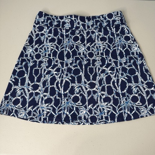 Lilly Pulitzer Brenna Skirt Womens Size L High Tide Blue Lucky Bamboo Pull on