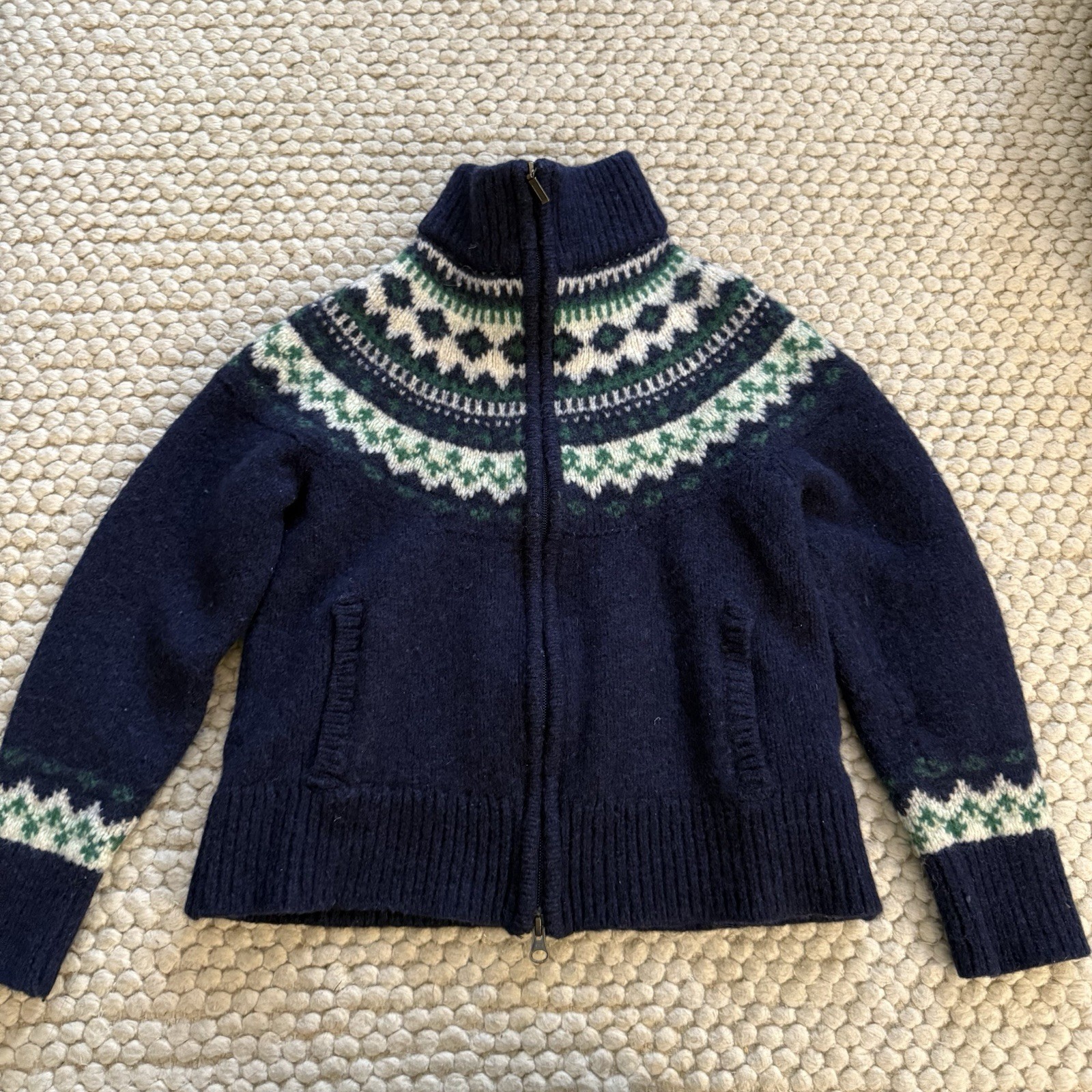 LL Bean Women's Sweater Size Petite Small Full Zip 100% Lambs Wool - READ