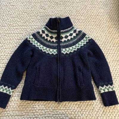 LL Bean Women's Sweater Size Petite Small Full Zip 100% Lambs Wool - READ