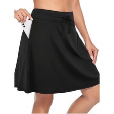 Womens Pocket Skorts Summer Beach Drawstrings Shorts Yoga Skirts Dress Plus Size