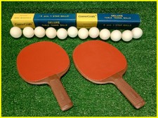 Vintage 1989 Table Tennis Ping-Pong Balls Lot Of 12 W/ Vintage Paddles Rackets