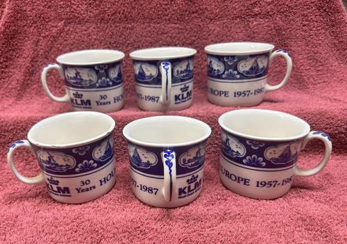 KLM Royal Dutch Airlines Coffee Cup Houston Europe 1957 1987 delft Blue