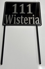 Engraved Metal Custom Address Street Yard Sign 12"x 10" with Stakes Rust Proof
