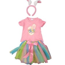 Easter Tulle Skirt and Shirt Set Pink W/Headband 6/7