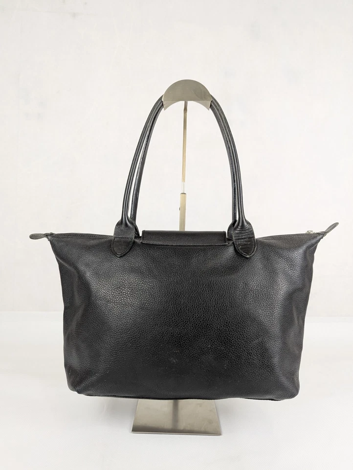Longchamp Le Pliage – Authentic Leather Black Tote Bag , Ships Today! - Image 2 of 4