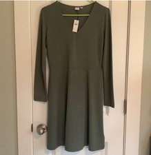 Gap Women's Long Sleeve Dress Olive Green Size Small NWT